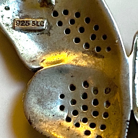 Sterling Silver Marcasite Butterfly Necklace With Crystal Accents - Picture 6 of 6